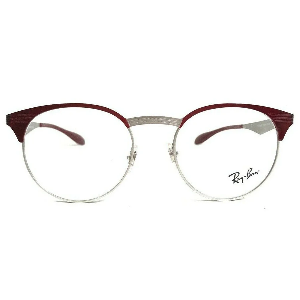 Ray-Ban Eyeglasses Frames RB6406 3024 Matte Grey Burgundy Red Round 49-18-140